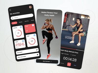 Fitness Activity Tracker App Design app design fitness activity app fitness app fitness app design health app mobile app mobile app design tracker app tracker app design ui design uiux uiuxdesign yoga app