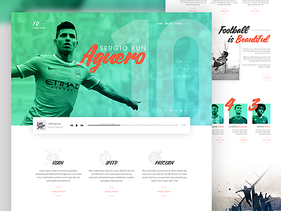 Football Website aguero colors complementary football gradient interface manchester soccer ui ux webdesign website