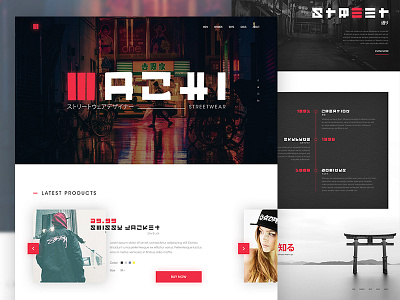 Machi Streetwear Website bankai japan neon red streetwear style timeline trends typo ui ux webdesign