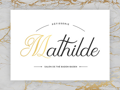 Pâtisserie Mathilde bakery concrete design france germany gold illustrator logo logotype patisserie typo white