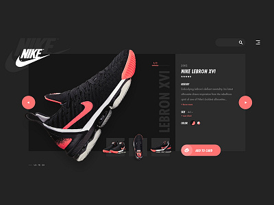 Sneakers Shop Website (2/2) dark dark mode design futura interface nike nike lebron salmon sneakers typo ui uidesign uiux ux webdesign website