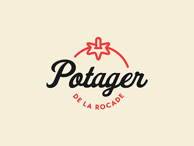 Logo Potager De La Rocade cursive fenway fenwayparkjf font grocery grocery store logo logotype red tomato transat typo vector vegetable vegetables yellow