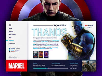 WikiVillian UI Concept avengers mcu ui design uiux