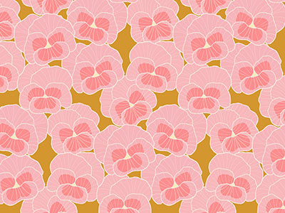 Welcome, spring! botanical design drawing floral flowers illustration pansies pattern pink spring surface pattern