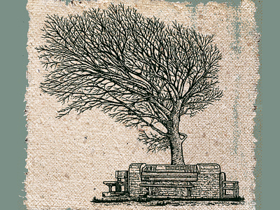 tree illustration artwork design hand drawing illustration retro tree vintage