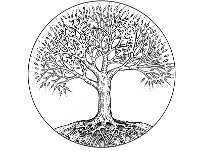 Tree Illustration dot work hand art hand drawing hand drawn illustration meditation nature small business tree logo