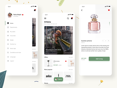 Stores app app design branding clean clear creative dailyui design ecommerce app home screen inspiration menu design product shopping ui ux