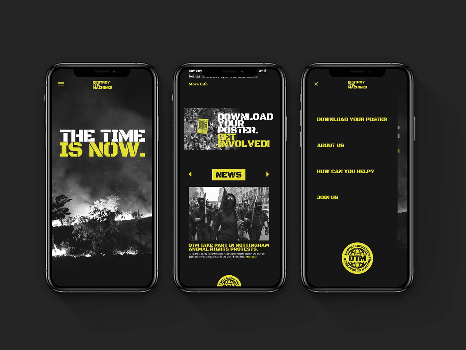 DESTROY THE MACHINES - Website Mobile Version Mock Up Test