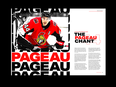 The Pageau Chant - Editorial Spread art design editorial editorial design experiment graphic design hockey ice hockey illustrator layout layout design nhl poster spread type typography