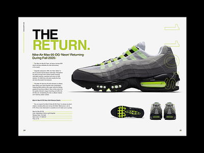 The Return (110's) - Editorial Spread 95 art design editorial editorial layout experiment graphic design illustration illustrator layout layout design layout spread nike nike air max poster spread typography