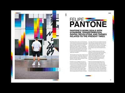 Felipe Pantone - Editorial Spread art artist design editorial editorial design experiment felipe pantone graffiti graphic design illustration illustrator layout layout design layout exploration pantone poster spread type typography