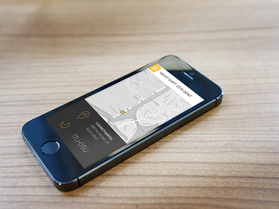 Mobile Event Infoscreen dark event flat icon interface iphone map mobile simple ui white yellow