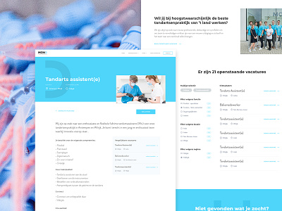 Mond Job pages blue clean dental detail page filters health interface interfaces job job board medical minimal ui ux webdesign