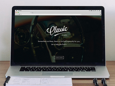 Classic Cars concept page black cars classic custom logo minimalistic retro typography ui vintage website white