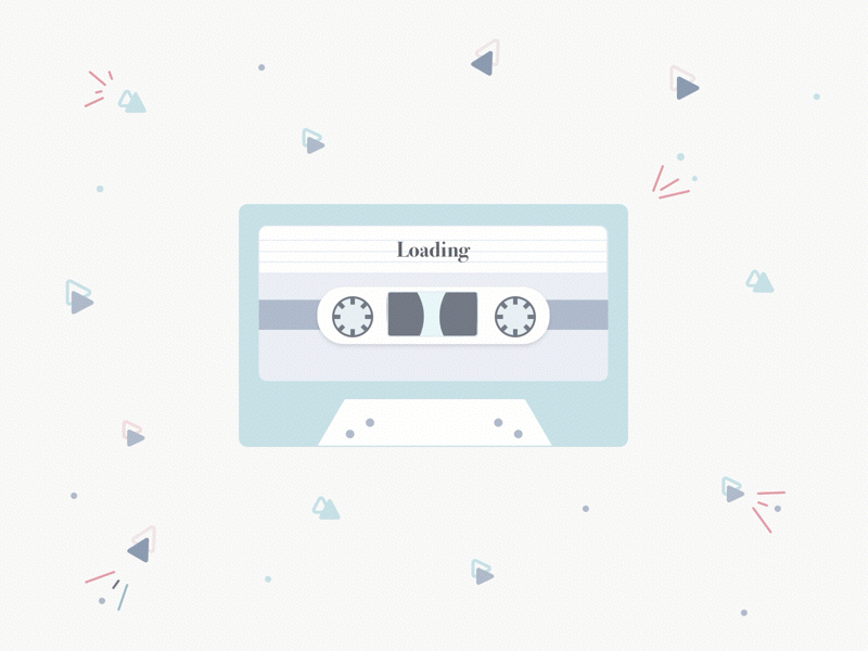 Loading animation cassette loading retro tape ui