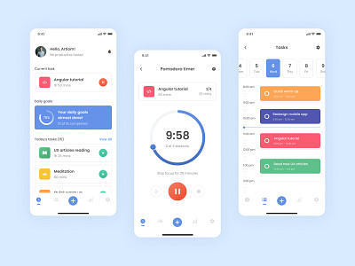 Pomodoro Timer App app mobile pomodoro task time tracker timer to do todo tracker ui ui design ux