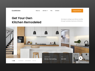 EuroKitchen - Landing Page Website clean furniture house interior design kitchen landing page real estate ui ux web web design website