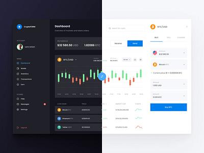 Crypto Dashboard App Concept app bitcoin blockchain btc crypto crypto wallter cryptocurrency currency dashboard finance interface nft trading ui ux wallet