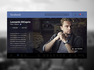 Facebook dicaprio facebook like page redesign slovenia timeline transparent ui web