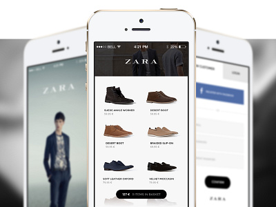 ZARA mobile ecommerce flat ios minimalistic mobile store ui ux zara