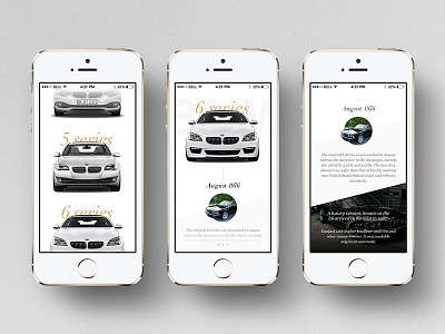 BMW History app bmw history ios iphone minimalistic story ui ux vehicle