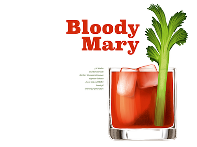 Bloody Mary Cocktail alcohol bloody mary celery cocktail drink illustration recipe tomato typography