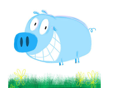 Happy as a Pig in Blue! blue childdrensbook childrensillustrator illustration photoshop pig