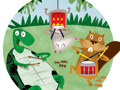 Drumroll animals children humor humorous illustration illustration jungle vector