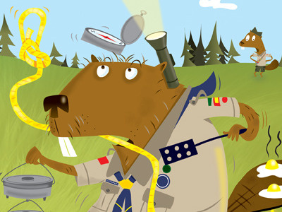 Beaver Scout animals children humor humorous illustration illustration scouts vector