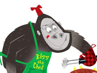 Gorilla Cooking animals children humor humorous illustration illustration magazine phototshop vector