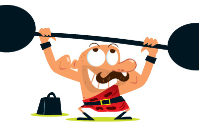 Strongman humor humorous illustration vector