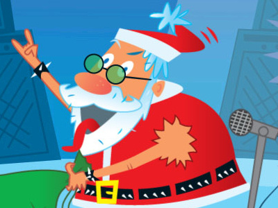 Rockin Santa cartoon humor illustration music santa vector