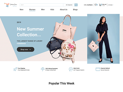 Online Bags Store | E-commerce Website brand design ecommerce fashion flat gucci logo new online shop store style ui ui ux ux web website woman women