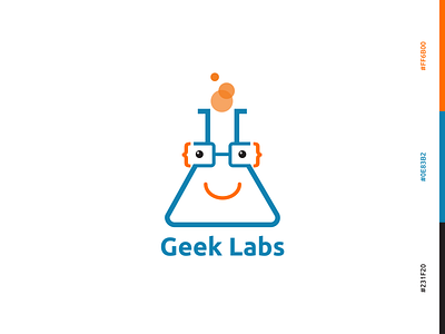 GeekLabs Logo blue brand color design illustrator logo new orange