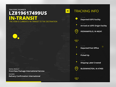 Package Tracking dark dashboard package post status tracking ui