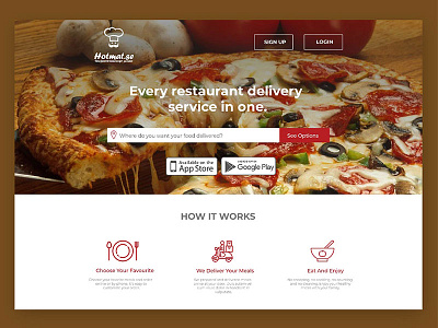 pizza delivery website shot