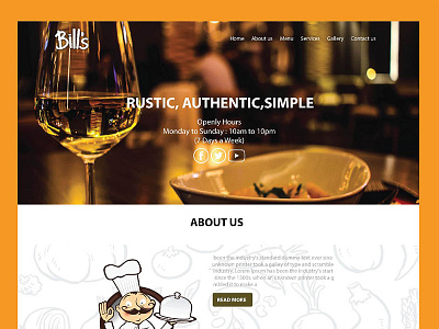 Restaurant landing page bills landing page restaurant ui ux web design