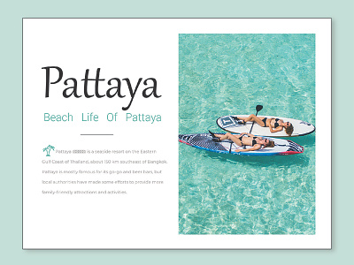 Beach life of pattaya beach clean minimal pattaya tourist typography ui ux website