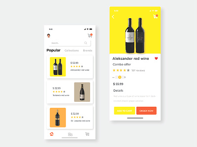 ecommerce app app buy clean design minimal online red ui wine