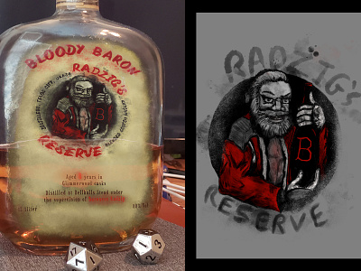 Radzig's Reserve alcohol illustration label mockup