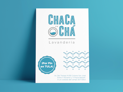 Flyer ChaCa Chá Lavandería blue branding design laundry méxico service tula