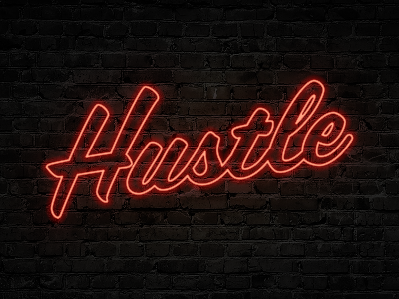 hustle light up sign