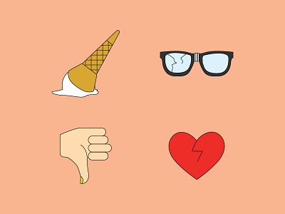 Losers full color icons illustration line work