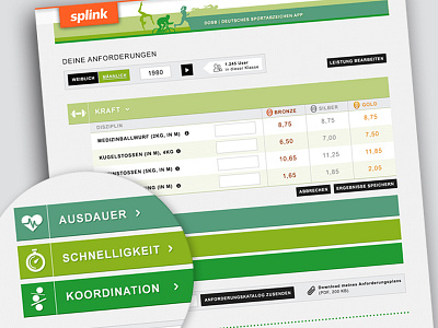 Splink App Deutsches Sportabzeichen app design green interface splink sport ui user interface ux web website