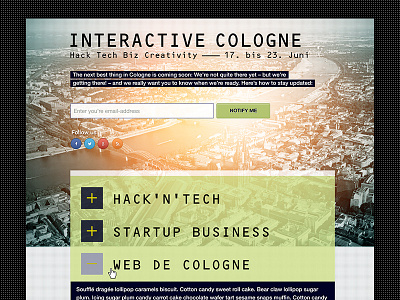 Interactive Cologne – Launch Page cologne design interface landing page landingpage launch launch page launchpage ui ui design web webdesign
