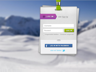 Sign Up / Log In app facebook log in login password sign up signup snow twitter ui ux winter