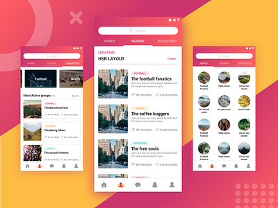 Event App - Groups exploration android app app cards category events groups material minimal mobile pattern search uiux