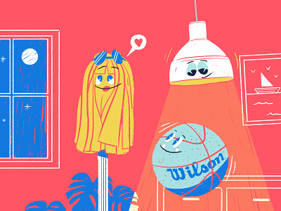Imaginary friends ball characters corona cover covid 19 editorial home house illustration instagram lamp objects story