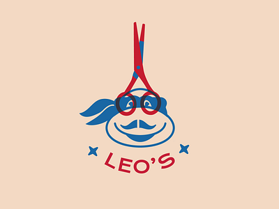 Leo's barber shop - branding barber logo ninja turtle symbol