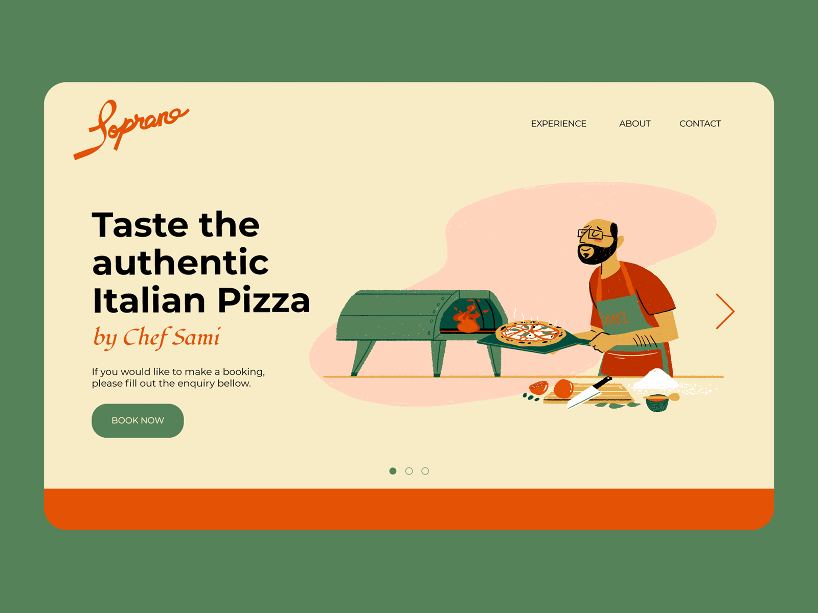 Soprano, food experience 2d animation animation food illustration illustration website italian food oman oven pizza website food